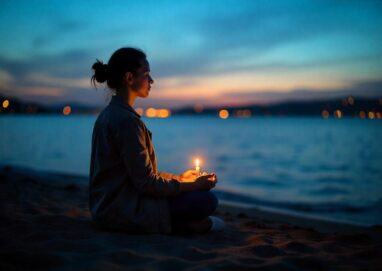 Candela, meditazione,mare,tramonto